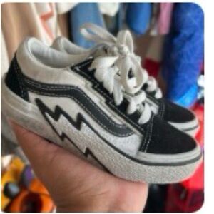 Vans Kids Black and White Lightning Skate Sneakers